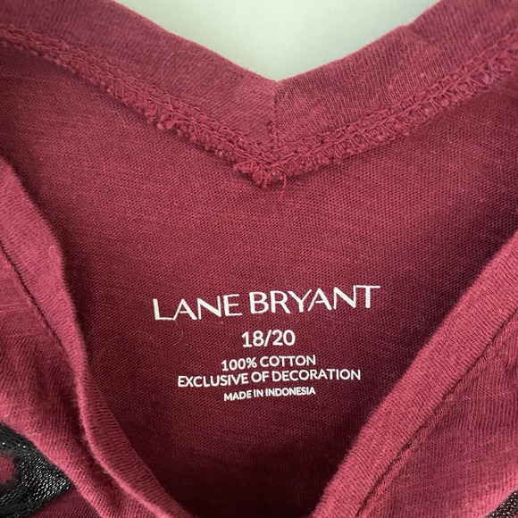 Lane Bryant 18 / 20 Maroon Cap Sleeve Bow Top Maroon Black 18/20 Bows T Shirt - Picture 7 of 10